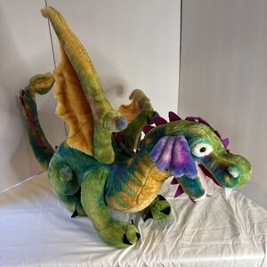 Melissa‎ And Doug Dragon Plush Rainbow Multicolor Jumbo Size Poseable NEW W/Tag